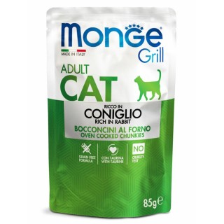 Monge Cat Grill для взрослых кошек, из кролика, паучи 85 г*28шт