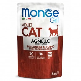 Monge Cat Grill для взрослых кошек, из новозеландского ягненка, паучи 85 г*28шт