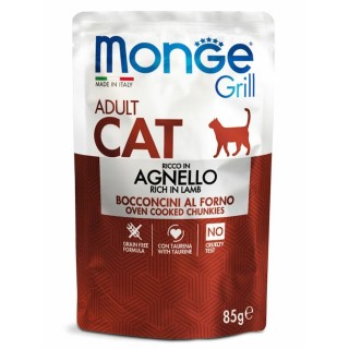 Monge Cat Grill для взрослых кошек, из новозеландского ягненка, паучи 85 г*28шт