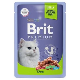 Brit Premium Пауч (желе) для взрослых кошек с ягненком, 85 г * 14шт