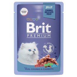 Brit Premium Пауч для котят (Телятина с морковью в желе), 85 г *14 шт