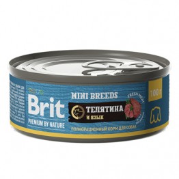 Brit Premium by Nature консервы с телятиной и языком для взрослых собак мелких пород 100г *12шт