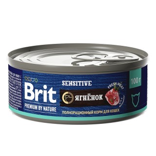 Brit Premium by Nature консервы с мясом ягнёнка для кошек с чувствительным пищеварением 100гр *12 шт