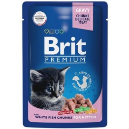 Brit Premium Cat Pouches Chunks for Kitten (Белая рыба) 85гр*14 шт