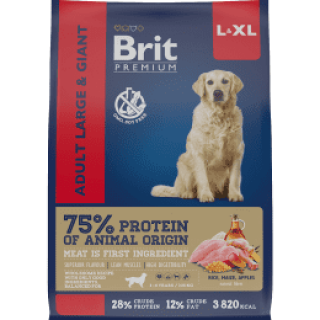 Brit Premium Dog Adult Large and Giant для взрослых собак крупных и гигантских пород, Курица