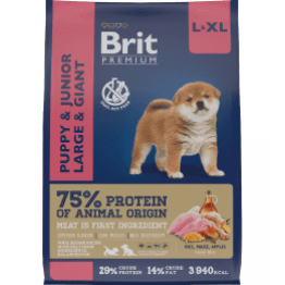 Brit Premium Dog Puppy and Junior Large and Giant для щенков и молодых собак крупных и гигантских пород, Курица