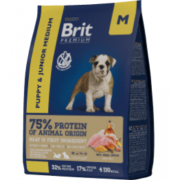 Brit Premium Dog Puppy and Junior Medium для щенков и молодых собак средних пород, Курица