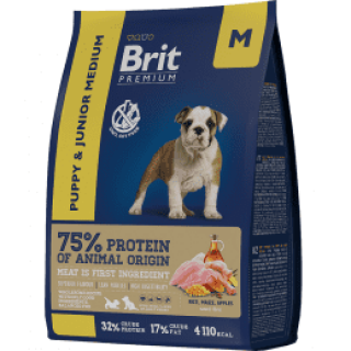 Brit Premium Dog Puppy and Junior Medium для щенков и молодых собак средних пород, Курица