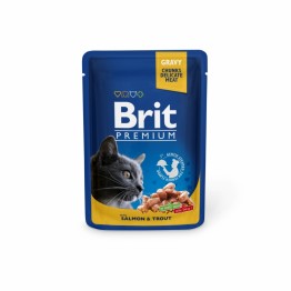 Brit Premium Лосось и форель (премиальный влажный корм для взрослых кошек со лососем и форелью) 100 г х 24 шт