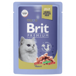 Brit Premium пауч для взрослых кошек, Форель в желе, 85 г *14шт