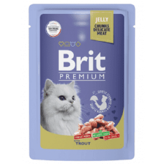 Brit Premium пауч для взрослых кошек, Форель в желе, 85 г *14шт