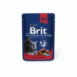 Brit Premium Рагу из говядины с горошком (премиальный влажный корм для взрослых кошек) 100 г х 24 шт