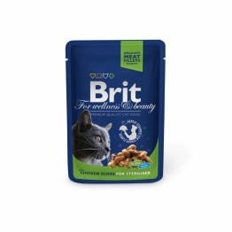 Brit Premium Sterilised Кусочки курочки (премиальный влажный корм для кастрир. котов и стерил. кошек с курицей) 100 г х 24 шт