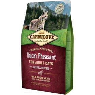 Carnilove Duck & Pheasant for Adult Cats Hairball Control (беззерн. сух. корм для  выведение комков шерсти у кошек с уткой и фазаном)