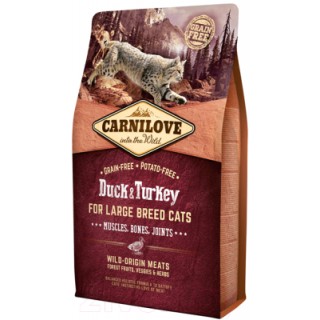 Carnilove Duck & Turkey for Large Breed Cats (беззерновой сухой корм для кошек крупных пород с уткой и индейкой)