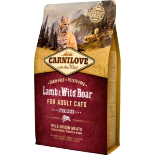 Carnilove Lamb & Wild Boar for Adult Cats Sterilised (беззерновой сухой корм д/кастрир. котов с ягненком и диком кабаном)