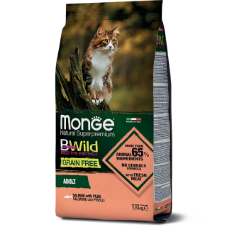 Monge Cat BWild GRAIN FREE для кошек, из лосося, беззерновой, 1,5 кг