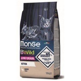 Monge Cat BWild LOW GRAIN Kitten, для котят, низкозерновой, из мяса гуся 1,5 кг