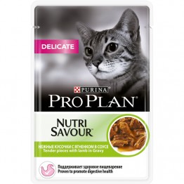 Pro Plan Nutri Savour Delicate (влажный корм для взрослых кошек с ягненком в желе) 85 г х 26 шт