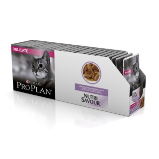 Pro Plan Nutri Savour Delicate (влажный корм для взр. кошек с чувств. пищеварением с индейкой в соусе) 85 г х 26 шт