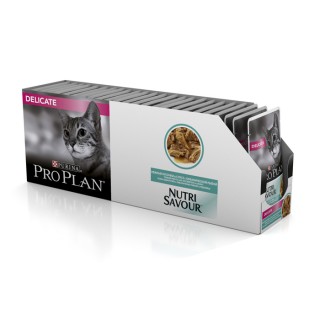 Pro Plan Nutri Savour Delicate (влажный корм для взр. кошек с чувств. пищеварением с океан. рыбой в соусе) 85 г х 26 шт