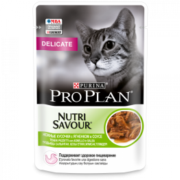 Pro Plan Nutri Savour (д/взр. кошек с чувствительным пищеварением, с ягненком в соусе) 85г*26 шт
