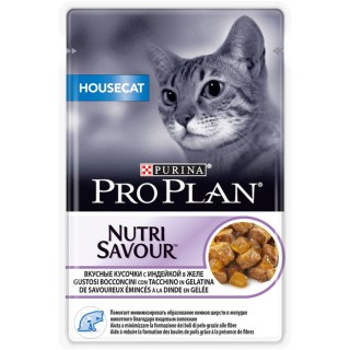 Pro Plan Nutri Savour Housecat (влажный корм для взрослых кошек живущих дома с индейка в желе) 85 г х 26 шт