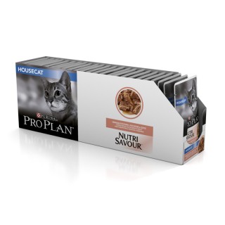 Pro Plan Nutri Savour Housecat (влажный корм для взрослых кошек живущих дома с лососем в соусе) 85 г х 26 шт