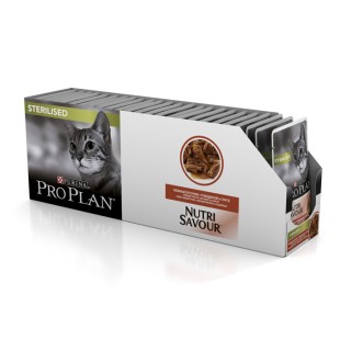 Pro Plan Nutri Savour Sterilised (влажный корм для стерилизованных кошек с говядиной в соусе) 85 г х 26 шт
