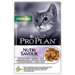 Pro Plan Nutri Savour  Sterilised (влажный корм для стерилизованных кошек  с индейкой в желе) 85 г х 26 шт