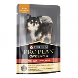 Pro Plan Opti Savour (влажный корм для собак мелких пород, кусочки в соусе c говядиной) 85 г х 26 шт